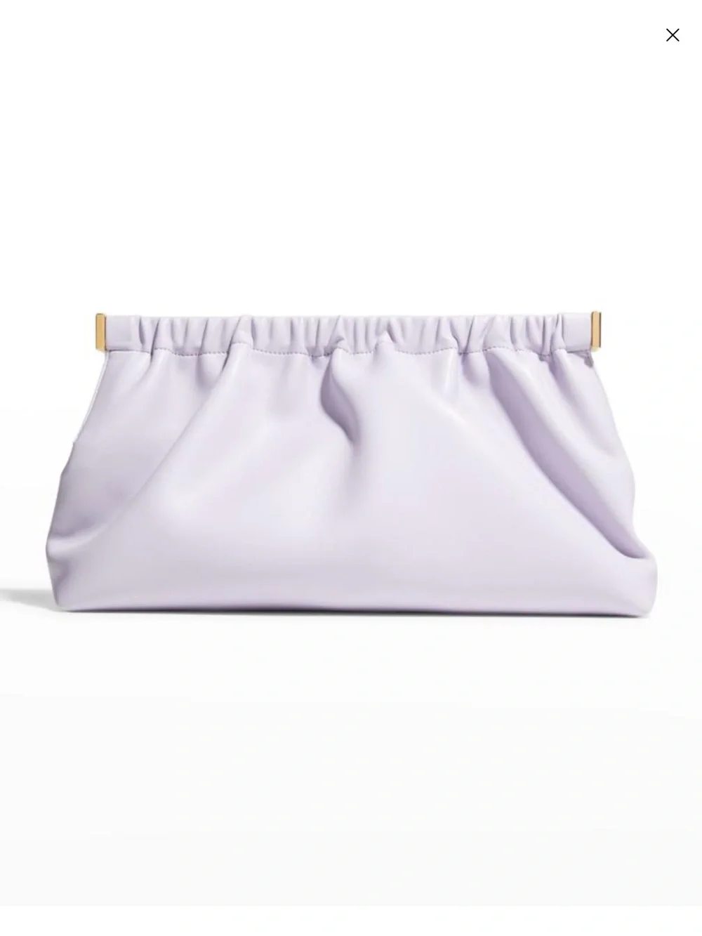 Nanushka Lilac Gathered Leather Clutch with Gold Accents